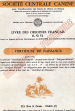 Certificat de naissance d'Opaline du Rocher des Jastres